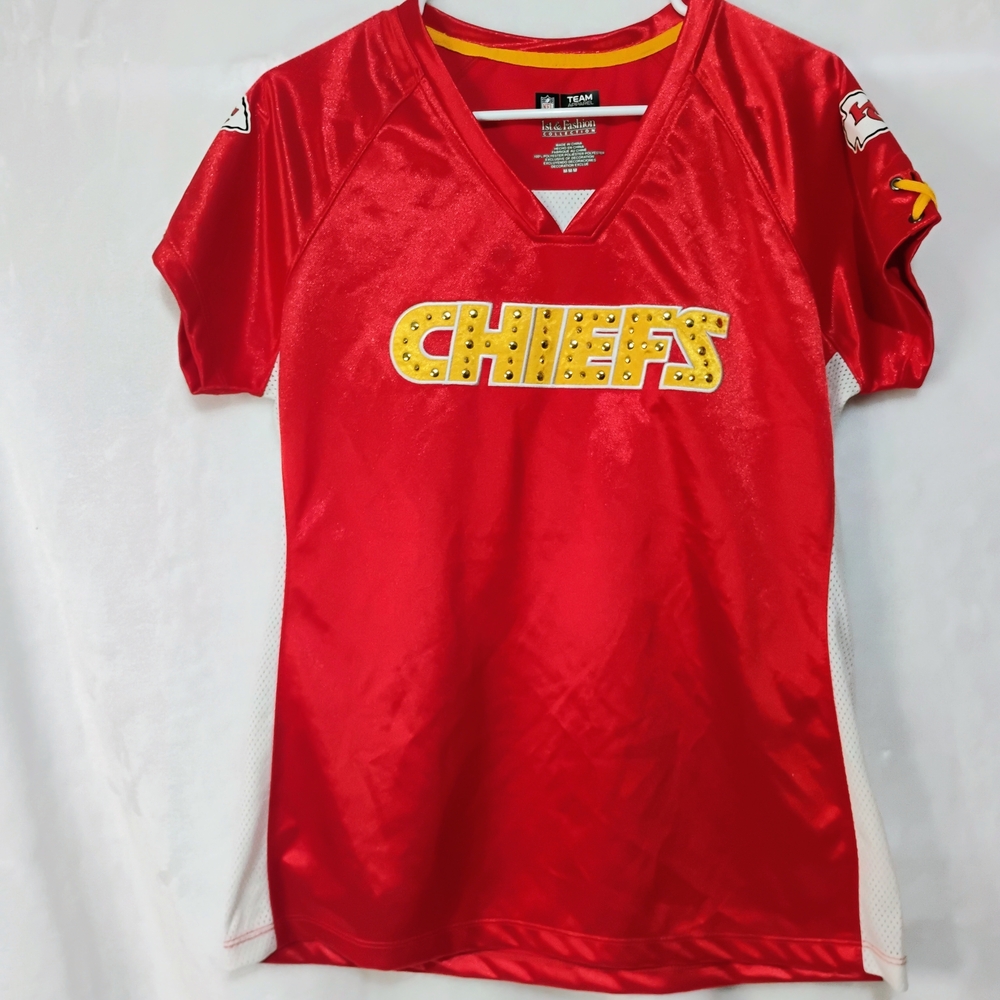 Kansas City KC Chiefs Womens Medium  Football NFL Team Apparel Jersey V Neck K